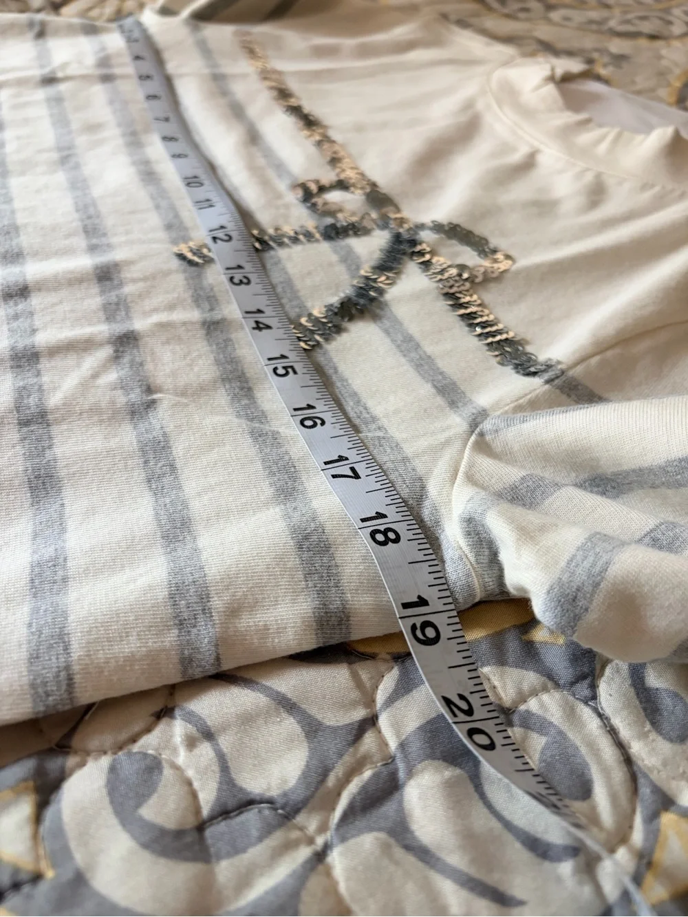 NWT Talbots Sequin Ribbon Stripe Mockneck Longsleeve Tee, Medium